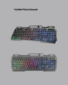 Işıklı Klavye Mouse ve Bluetooth Kulaklık Seti Türkçe Q USB thumbnail 2
