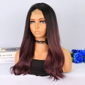 Siyah Açık Kızıl Ombreli Tül Peruk thumbnail 4