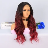 Siyah Kızıl Ombreli Tül Peruk thumbnail 3