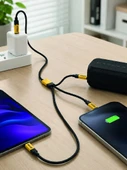 240W Çoklu Şarj Kablosu Type-C Lightning Micro Usb Örgü Kablo thumbnail 3