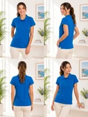 Kadın Mavi Polo Yaka Basıc T-Shirt thumbnail 4