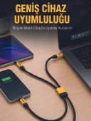 240W Çoklu Şarj Kablosu Type-C Lightning Micro USB Örgü Kablo thumbnail 1