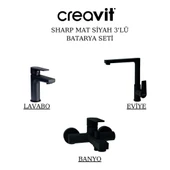 Sharp Mat Siyah Batarya Seti 3’lü Banyo-Lavabo-Evye thumbnail 1