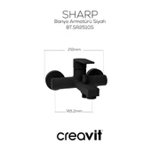 Sharp Mat Siyah Batarya Seti 3’lü Banyo-Lavabo-Evye thumbnail 3