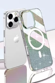 Joko Apple iPhone 15 Pro Rasasi Simli Magsafe Kapak - Şeffaf thumbnail 3