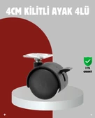Mobilya İçin Kilitli 4 cm Tekerlek Ayak Seti thumbnail 1