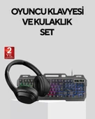 Işıklı  Klavye Mouse ve Bluetooth Kulaklık Seti Türkçe Q USB thumbnail 2