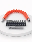 12 Parça Esnek Bits Uç Seti 300 mm Esnek Şaftlı Tornavida Uç Seti thumbnail 2
