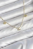 Pirinç Minimal Gold Renk Yonca Model Kadın Ke thumbnail 1