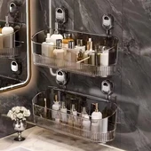 Sn-29266 Vantuzlu Şeffaf Banyo Mutfak Rafı Organizer thumbnail 2