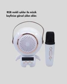 Renkli Işıklı Astronot Mini Speaker Karaoke Mikrofon thumbnail 2
