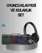 Işıklı Klavye Mouse Kulaklık Seti Türkçe Q Usb thumbnail 1
