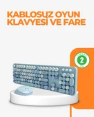 Kablosuz Retro Klavye ve Mouse Seti – 104 Tuşlu Sevimli Tasarım thumbnail 1