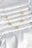 Gold Renk Yonca Model VIP Seri Kadın Kolye thumbnail 2
