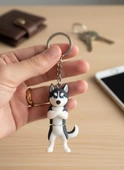 Husky Köpek Figürlü Hareketli Anahtarlık thumbnail 3