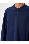 Koton Polo Yaka Sweatshirt Düğmeli Pamuklu thumbnail 5