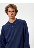 Koton Polo Yaka Sweatshirt Düğmeli Pamuklu thumbnail 1