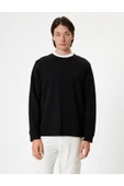 Koton Bisiklet Yaka Sweatshirt Basic Uzun Kollu Pamuklu thumbnail 3