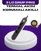 USB Yuvalı Anahtarlı Üçlü Priz 2 Metre Kablolu thumbnail 1