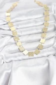 Kare Plaka Model Gold Renk Kadın Kolye 5886 thumbnail 2