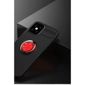 İphone 12 Range Yüzüklü Silikon - Siyah-Kırmızı thumbnail 2