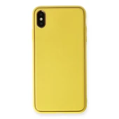 İphone Xs Coco Deri Silikon Kapak - Sarı thumbnail 1