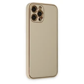 İphone 12 Coco Deri Silikon Kapak - Gold thumbnail 2