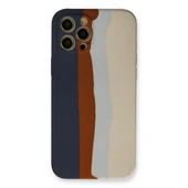 İphone 12 Ebruli Lansman Silikon - Lacivert-Krem thumbnail 1