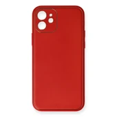 İphone 12 Coco Deri Silikon Kapak - Kırmızı thumbnail 1