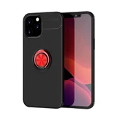 İphone 12 Range Yüzüklü Silikon - Siyah-Kırmızı thumbnail 1