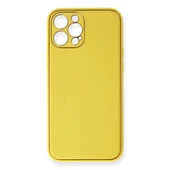 İphone 12 Coco Deri Silikon Kapak - Sarı thumbnail 1