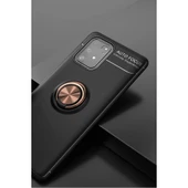 A91 / S10 Lite Range Yüzüklü Silikon - Siyah-Gold thumbnail 2