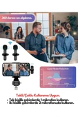 Çiftli Yaka Mikrofon Seti Telefon Vlog Yayın thumbnail 5