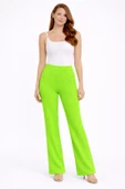 Beli Lastikli Bol Paça Polyester Pantolon - Yeşil thumbnail 1