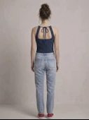 Kadın Triko Örme Halter Yaka Crop Bluz - Lacivert thumbnail 3