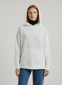 Kadın Beyaz Kapüşonlu Oversize Sweatshirt - Beyaz thumbnail 1