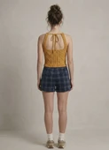 Kadın Triko Örme Halter Yaka Crop Bluz - Camel thumbnail 3