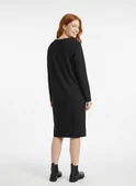 Kadın Kırmızı Uzun Kollu Basic Günlük Elbise - Siyah thumbnail 2