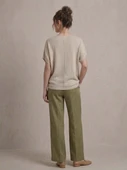 Kadın Basic Relaxed Keten Bluz - Bej thumbnail 3
