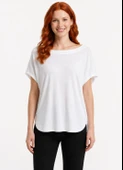 Kadın Relaxed Fit Beyaz Basic T-Shirt - Beyaz thumbnail 1