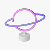Neon Işıklı Satürn Lamba (Pil + USB) thumbnail 3