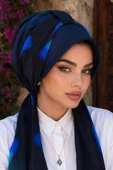 Lacivert Saks Mavi Batik Fularlı Şapka Bone thumbnail 3