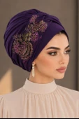 Mürdüm Boncuk işlemeli Abiye Burgu Bone thumbnail 2