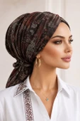 Kahve Yeşil Desenli Tokalı Bone thumbnail 2