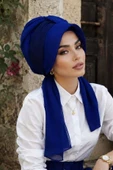Saks Mavi Fularlı Şapka Bone thumbnail 3