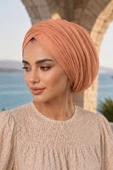 Açık Şeftali Çift Katlı Drapeli Salaş Bone thumbnail 1