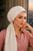 File Desenli Ekru Eşarp Bone thumbnail 1
