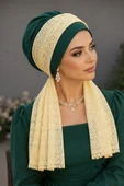 Zümrüt Sarı Dantel Fularlı Bone thumbnail 1