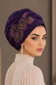 Mürdüm Boncuk işlemeli Abiye Burgu Bone thumbnail 1