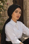 Siyah Piliseli Hazır Başlık & Tokalı Bone thumbnail 1
